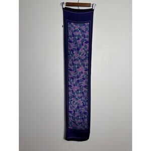 Vintage Anne Klein Silk Scarf Pink Purple Long Slim Rectangle Lightweight